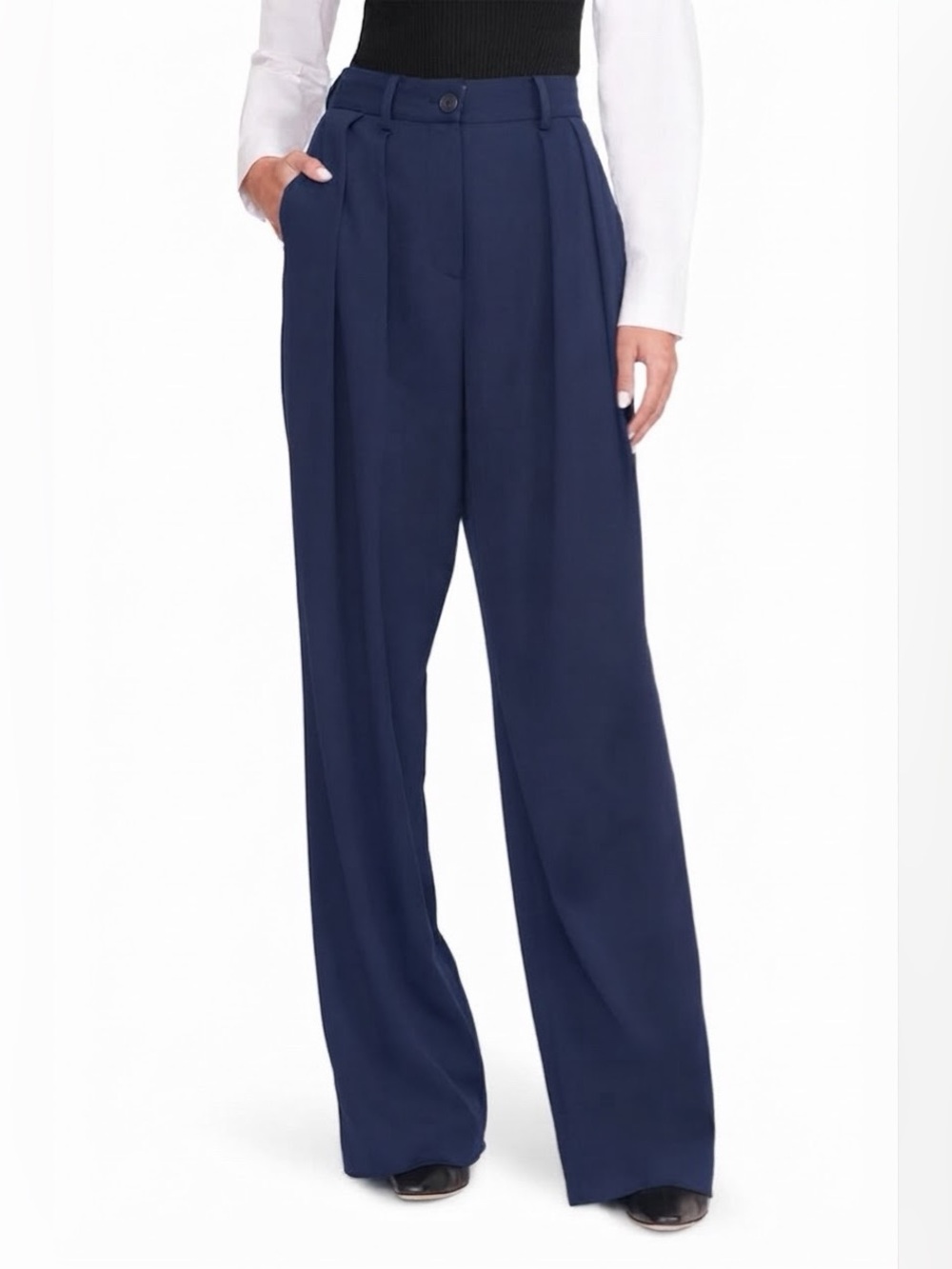 New STAUD Luisa Pleated Wide Leg Pants